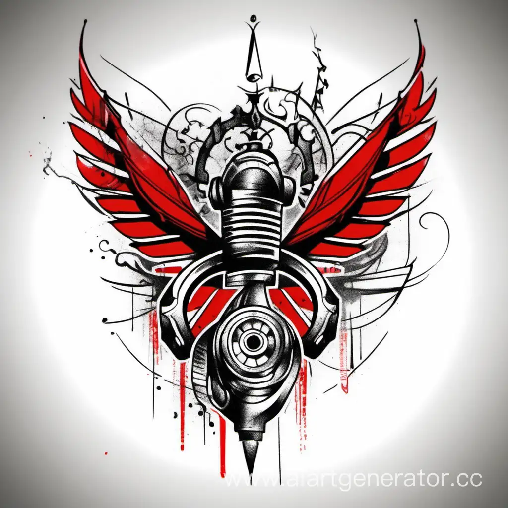 Dynamic-Red-Trash-Polka-Style-Tattoo-Sketch