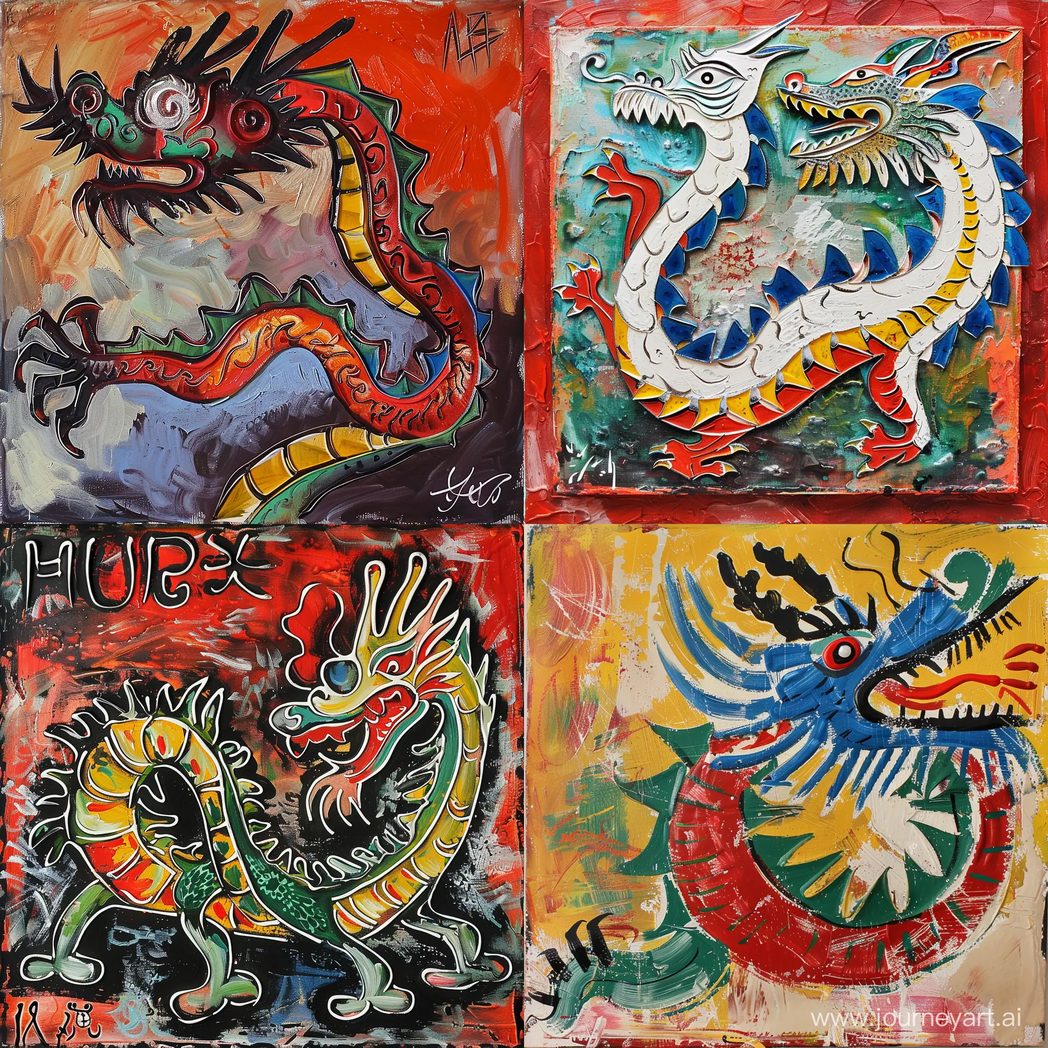 Colorful-Picasso-Style-Chinese-Dragon-Art
