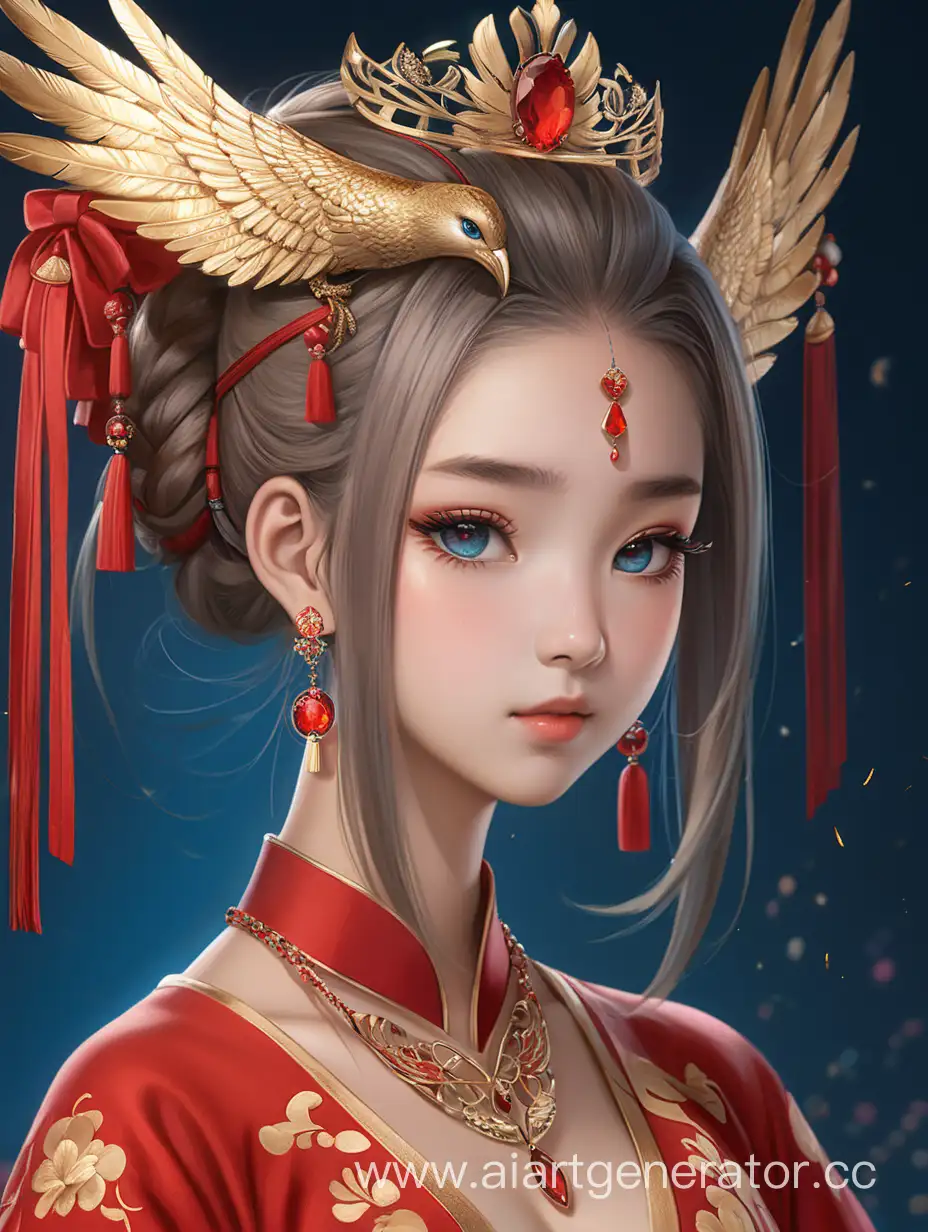 Elegant-Bride-in-Red-Hanfu-Wedding-Dress-with-Phoenix-Pattern