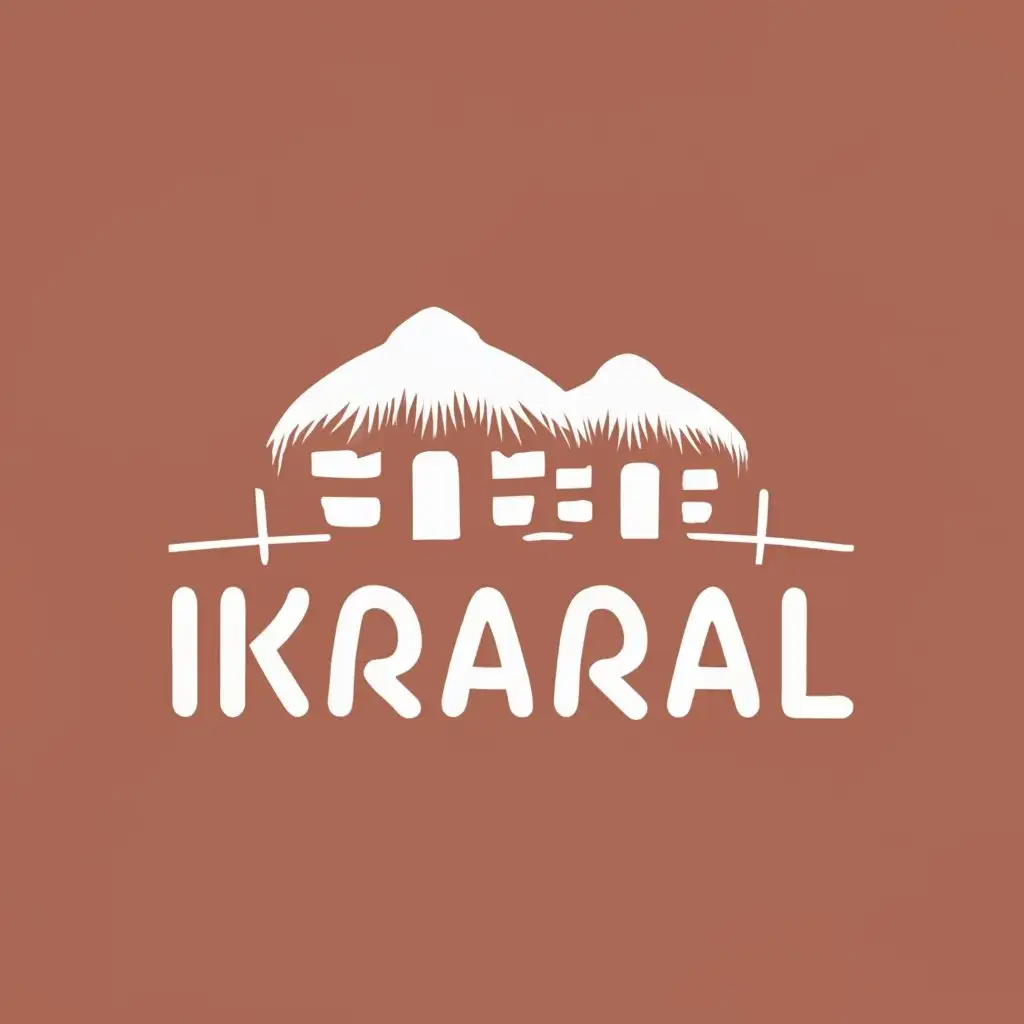 logo, a traditional African village of huts, typically enclosed by a fence, with the text "iKraal", typography, be used in Entertainment industry