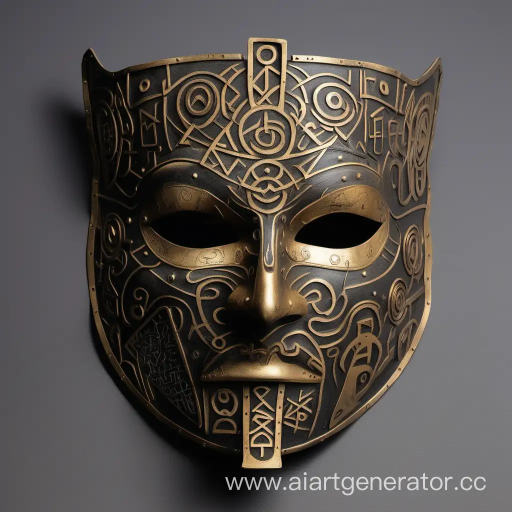 Интерьерная маска Хранитель Τайн: Маска со сложными символами и рунами, выражающая мудрость и тайны старых времен.