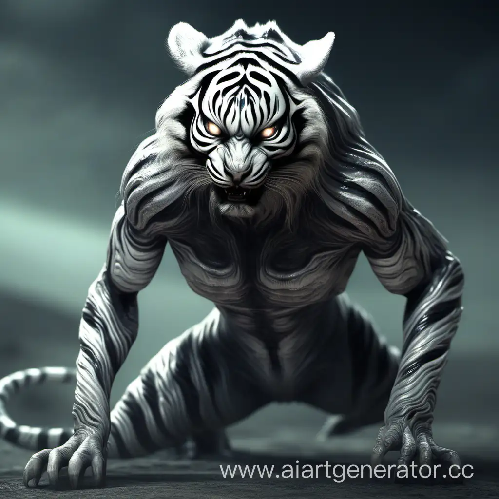 инопланетное существо с серой кожей похожее на тигра

