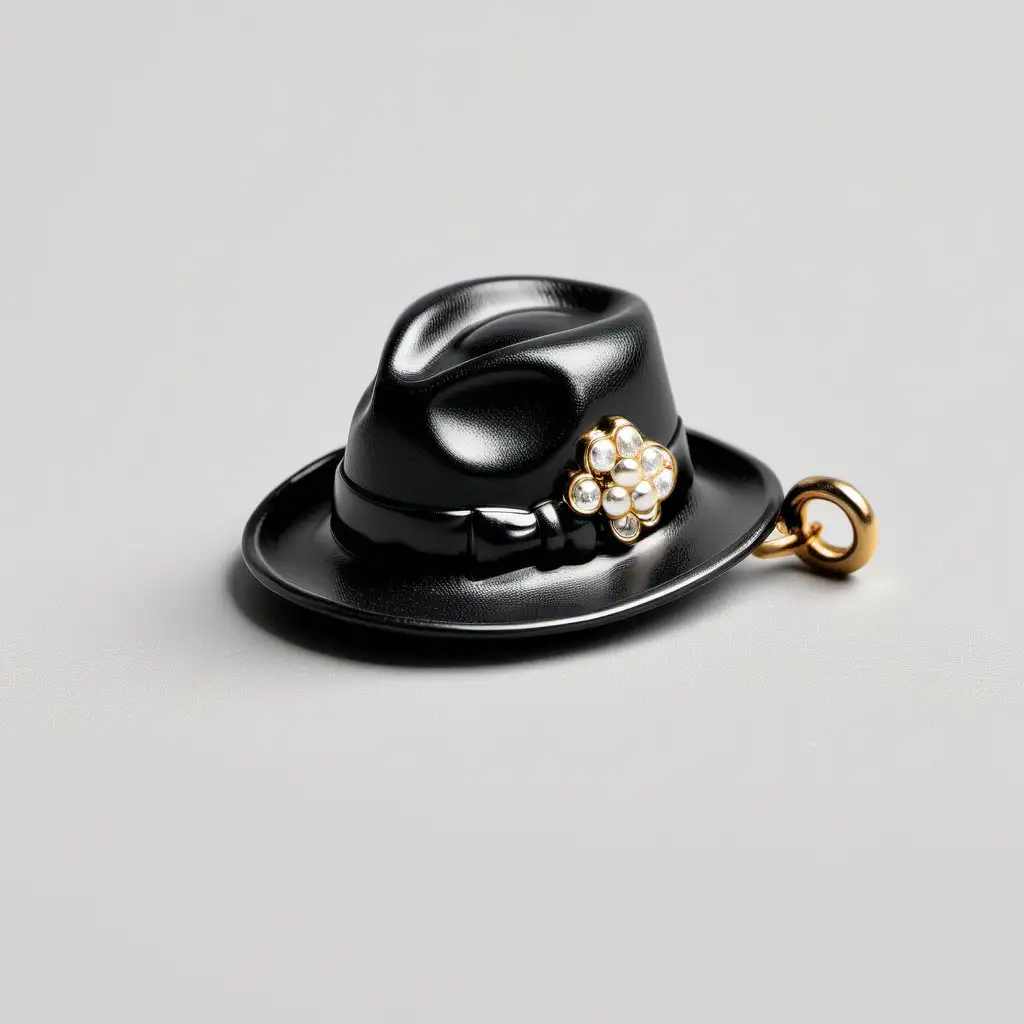 Elegant Black Fedora Charm Pendant Stylish Fashion Accessory