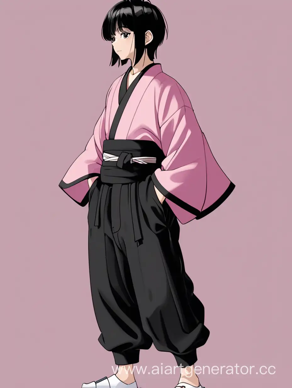 Adorable-BlackHaired-Boy-in-Stylish-Pink-and-Black-Outfit