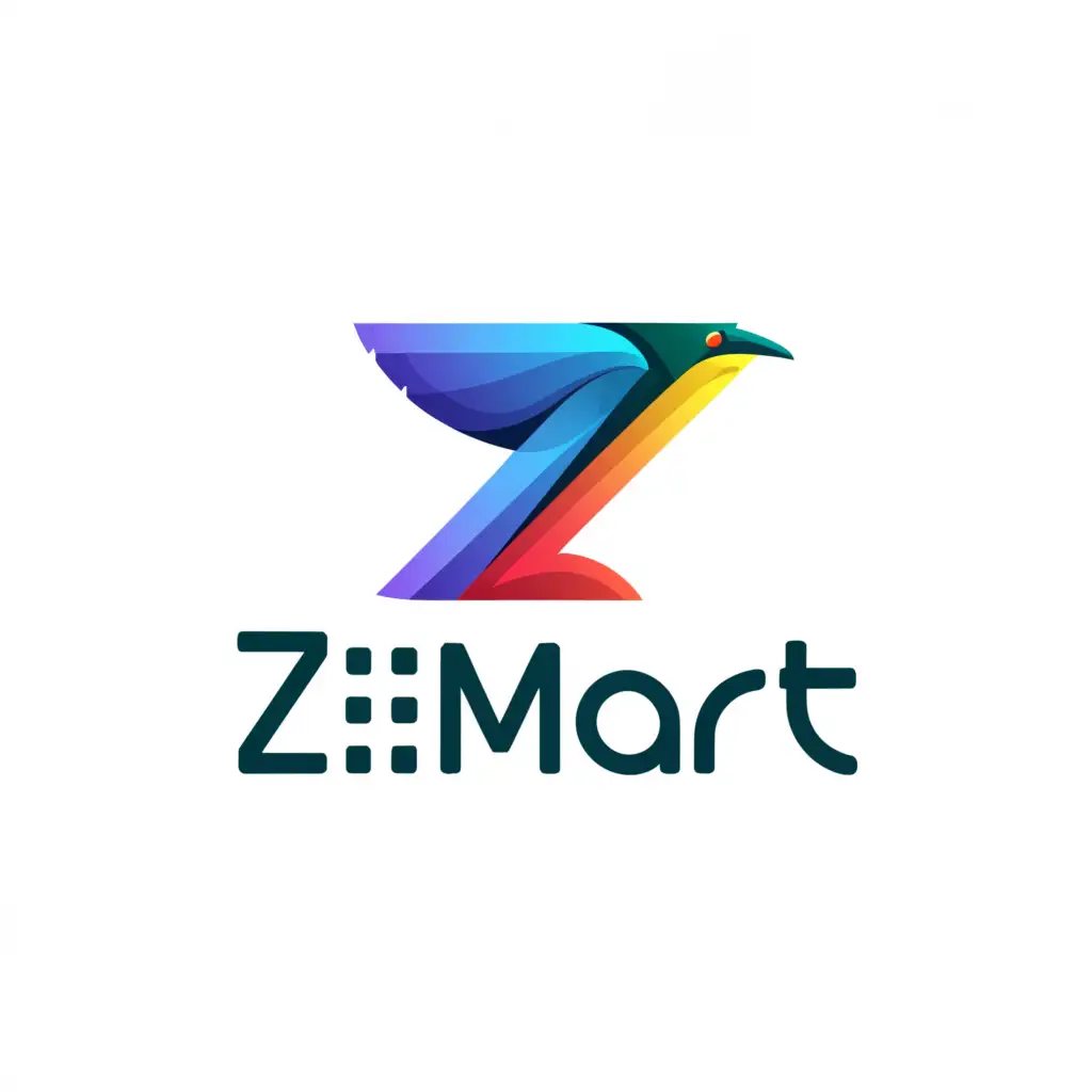 a logo design,with the text "Zi-Mart", main symbol:Z letter with a flying Zimbabwe bird, logo,Moderate,be used in Internet industry,clear background