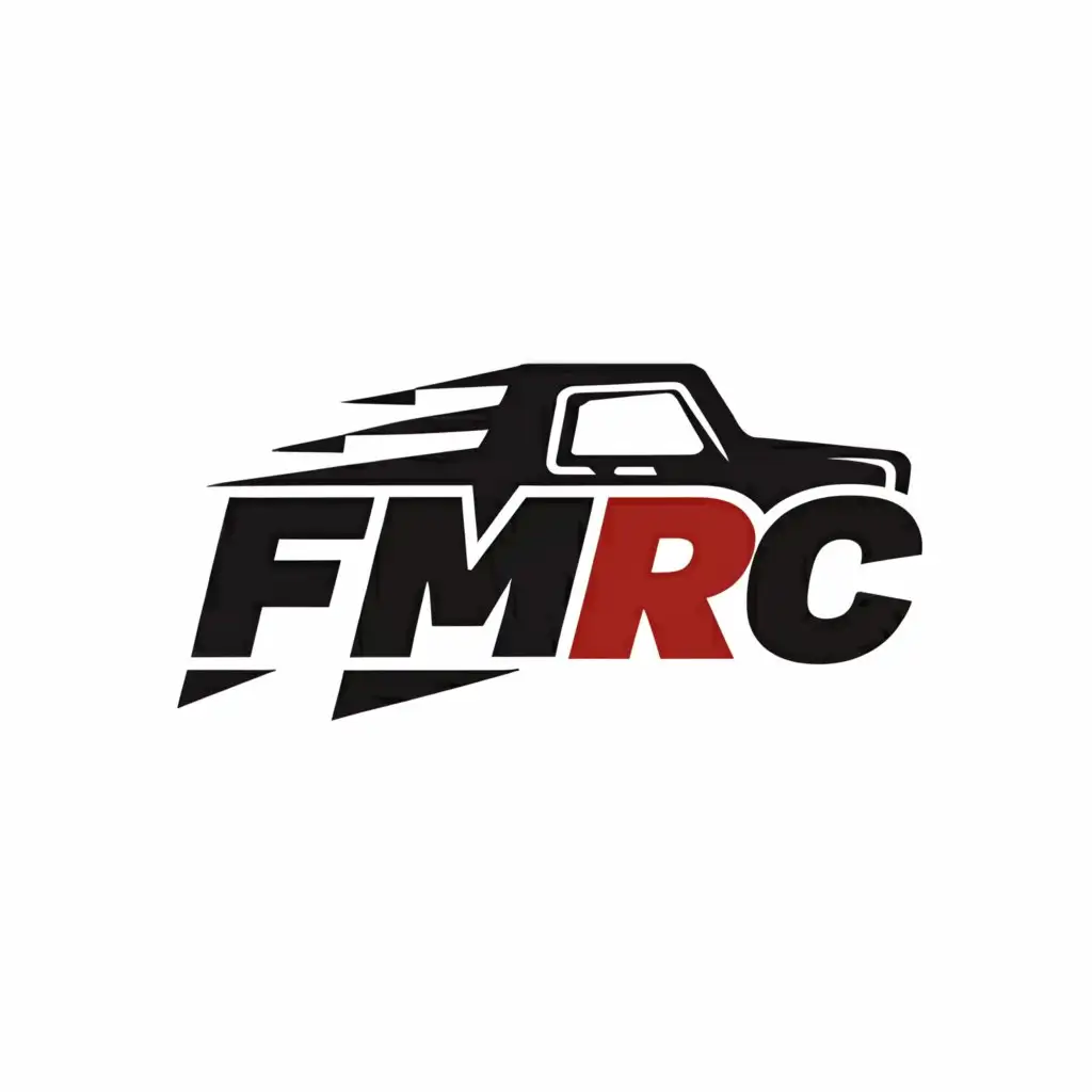 a logo design,with the text 'FMRC', main symbol:OFF ROAD TRUCK ROCKS,Minimalistic,be used in Automotive industry,clear background