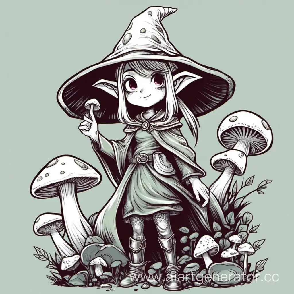 HalfElf-Wizard-Girl-with-Mushroom-Hat