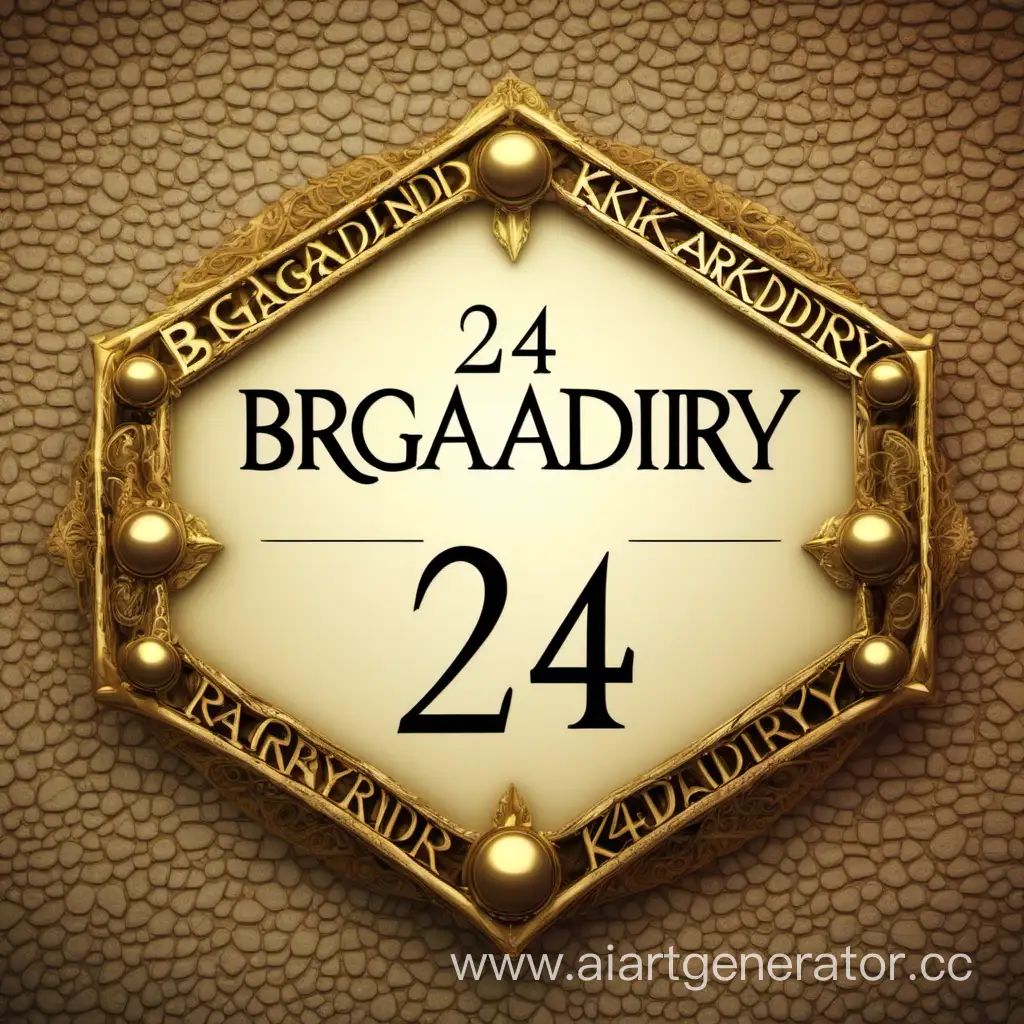 Сгенерируй картинку с надписью "Brigadiry KADRY 24" на красивом фоне. Тщательно проверь надпись