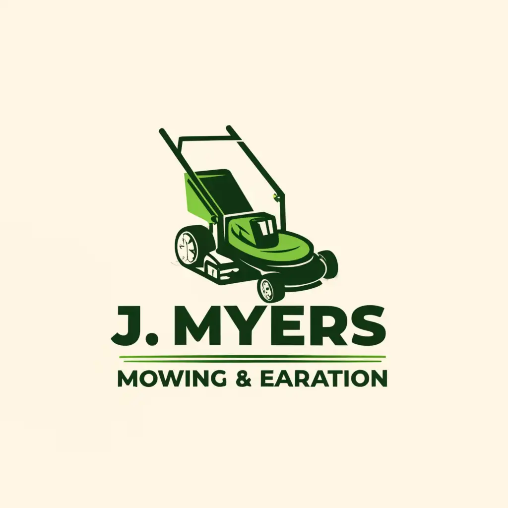 a logo design,with the text "J MYERS MOWING & AERATION", main symbol:Professional, personable, dependable. Lawn mowing and core aeration for homeowners and small businesses,Moderate,clear background