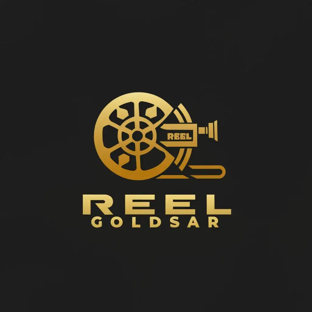 a logo design,with the text "Reel Goldstar", main symbol:film roll, ambitional, inspiring,Moderate,clear background