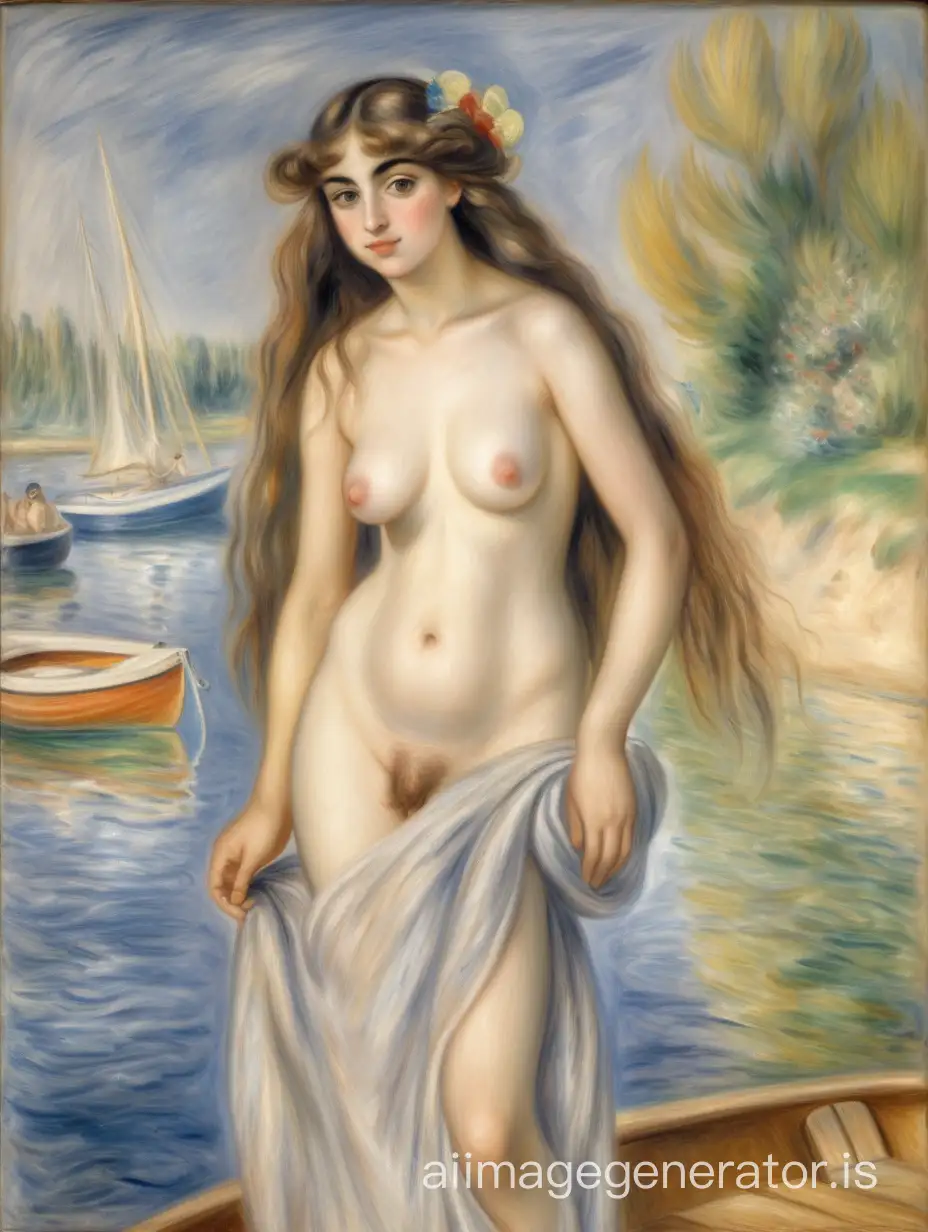 Renoir Oil Painting Nude Italian Princess on a Summer Boat | AI Image  Generator