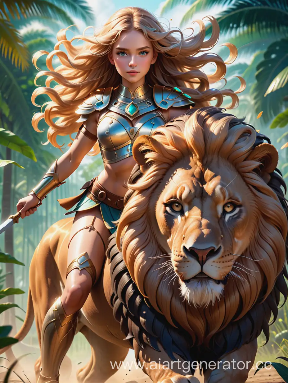 Dynamic-Warrior-Girl-Riding-Majestic-Lion-in-Fantasy-Landscape