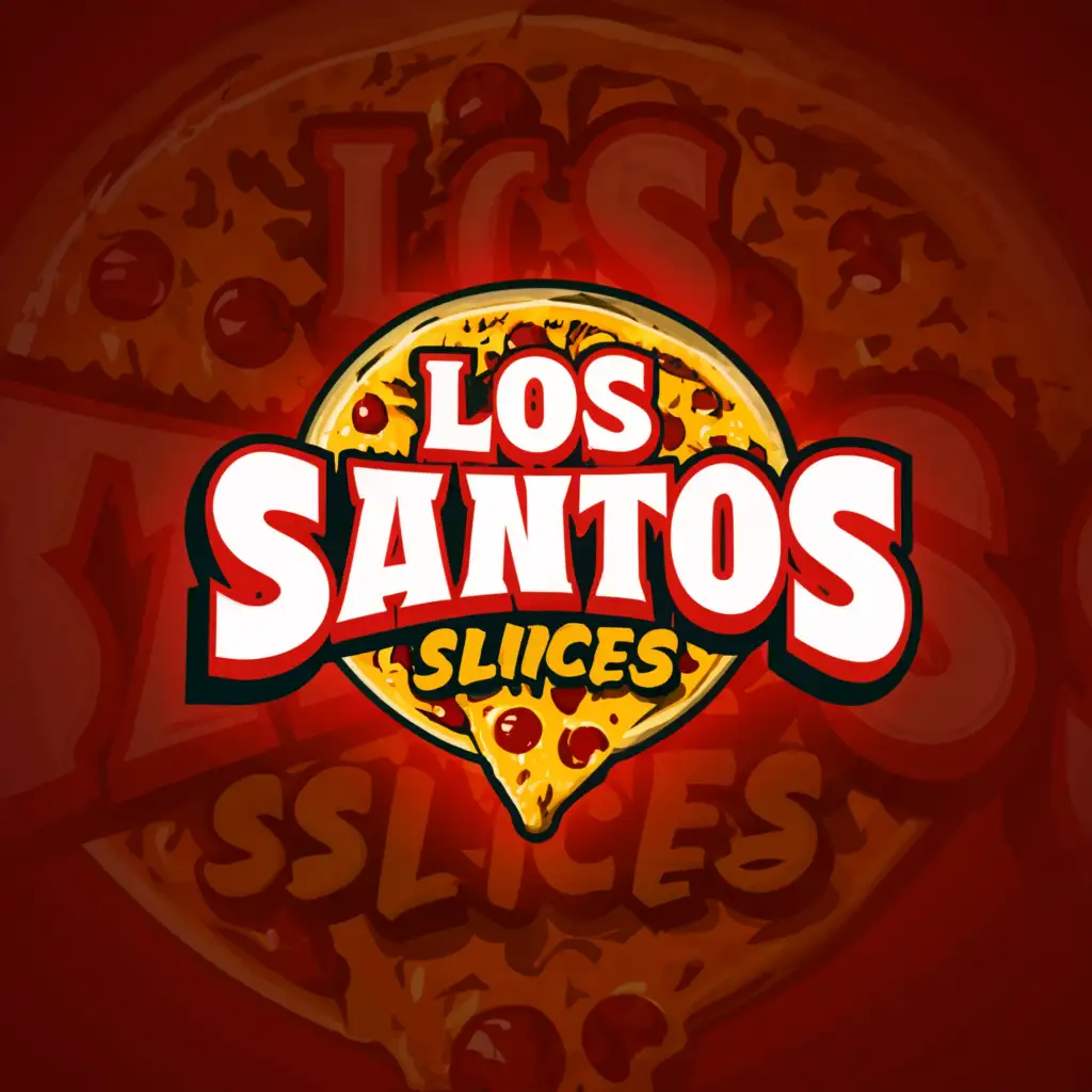 a logo design,with the text "Los Santos Slices", main symbol:Pizza,Moderate,be used in Restaurant industry,clear background