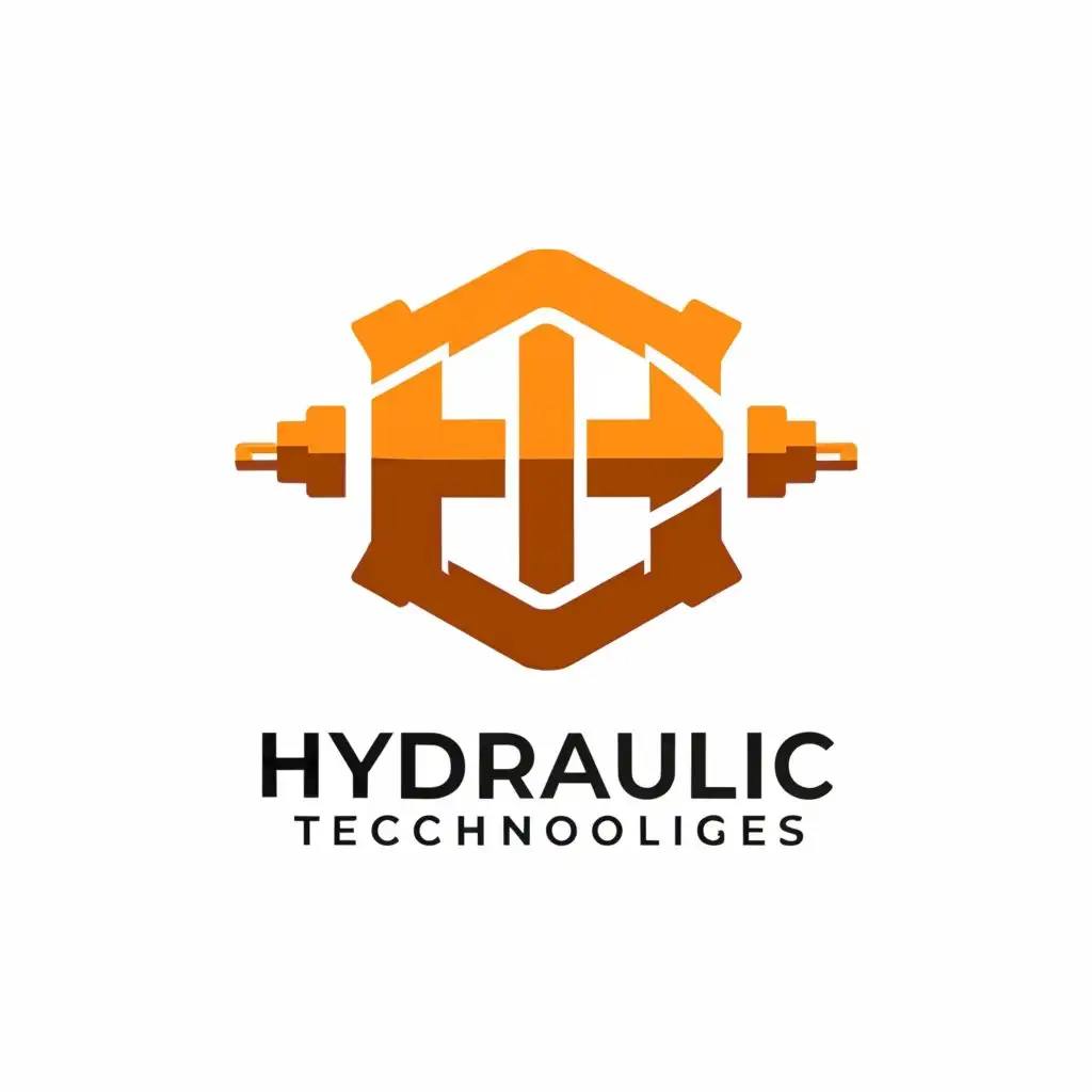 a logo design,with the text "Hydraulic Technologies", main symbol:this logo should include ICON High-Pressure Hydraulic Tool color orange,Minimalistic,clear background