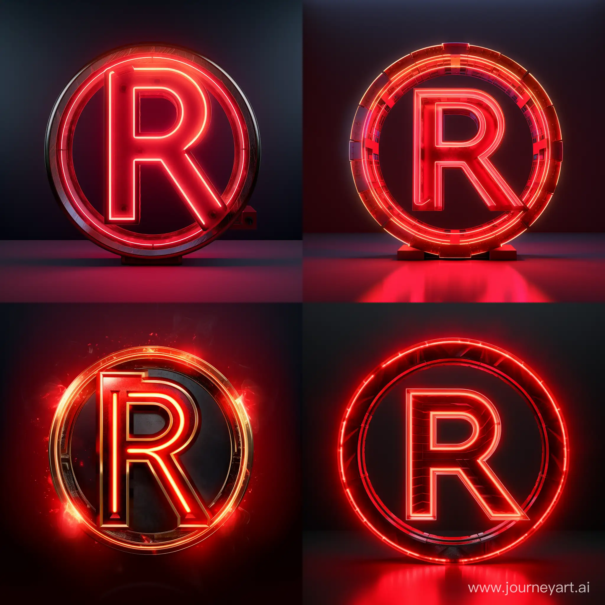 logo neon red round and in the middle the letter R roblox for the YouTube channel about Roblox