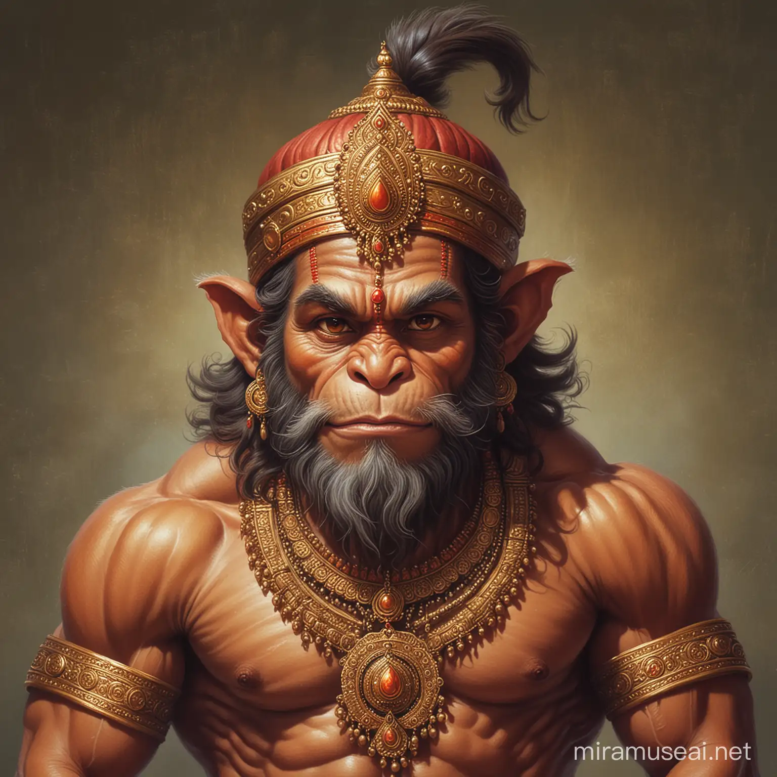 Devotional Artwork of Lord Hanuman in Vibrant Colors