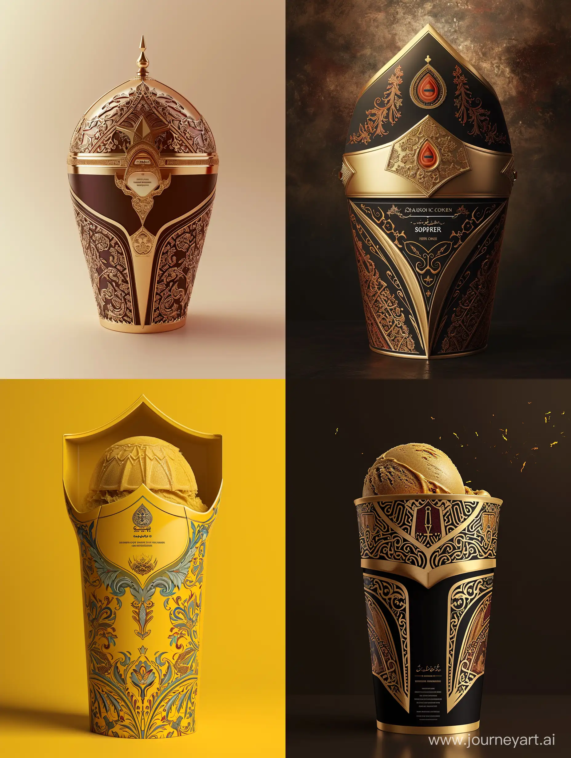 Luxurious-Persian-Saffron-Ice-Cream-Packaging-Inspired-by-Persian-Helmets