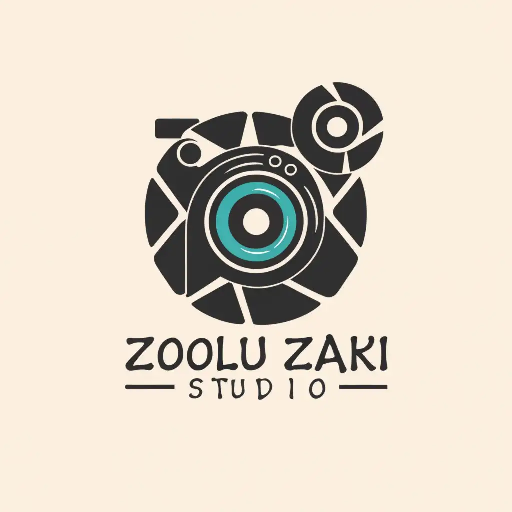 a logo design,with the text "Zoolu Zaki Studio", main symbol:camera or lens or film,Moderate,clear background