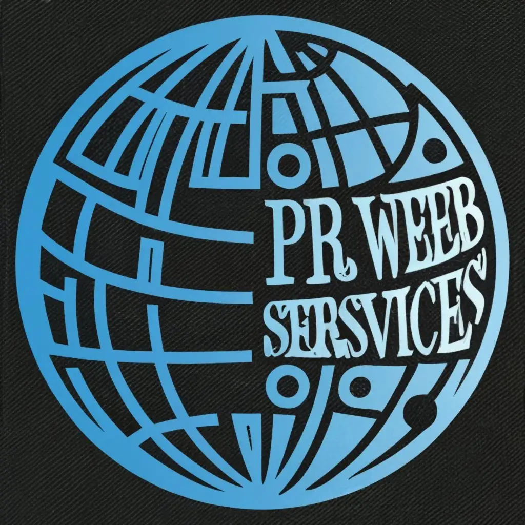 logo, World Globe, with the text "P.R. Webservices", typography, be used in Internet industry