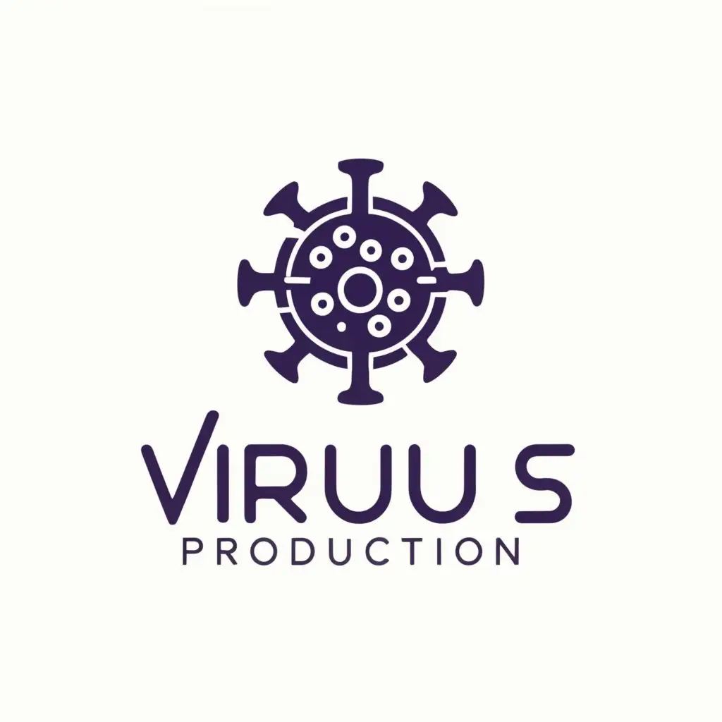 a logo design,with the text "VIRUS PRODUCTION", main symbol:SCIENTIFIC,complex,be used in Internet industry,clear background
