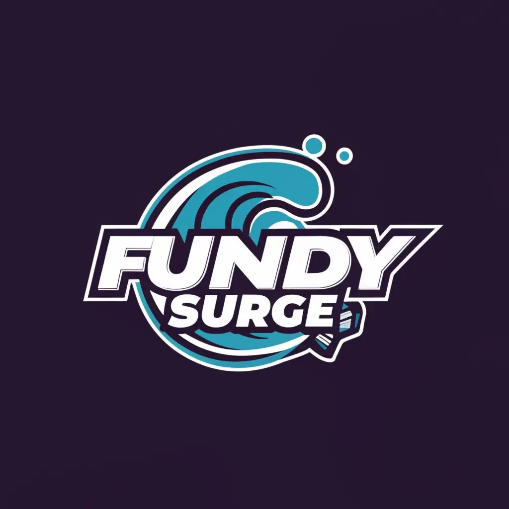 a logo design,with the text "Fundy Surge", main symbol:Tsunami water waves ringette logo, be used in Sports Fitness industry