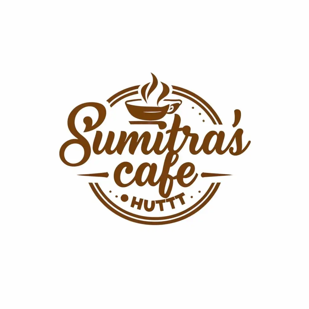 logo, A cafe, with the text "Sumitra's Cafe Huttt", typography, be used in Restaurant industry