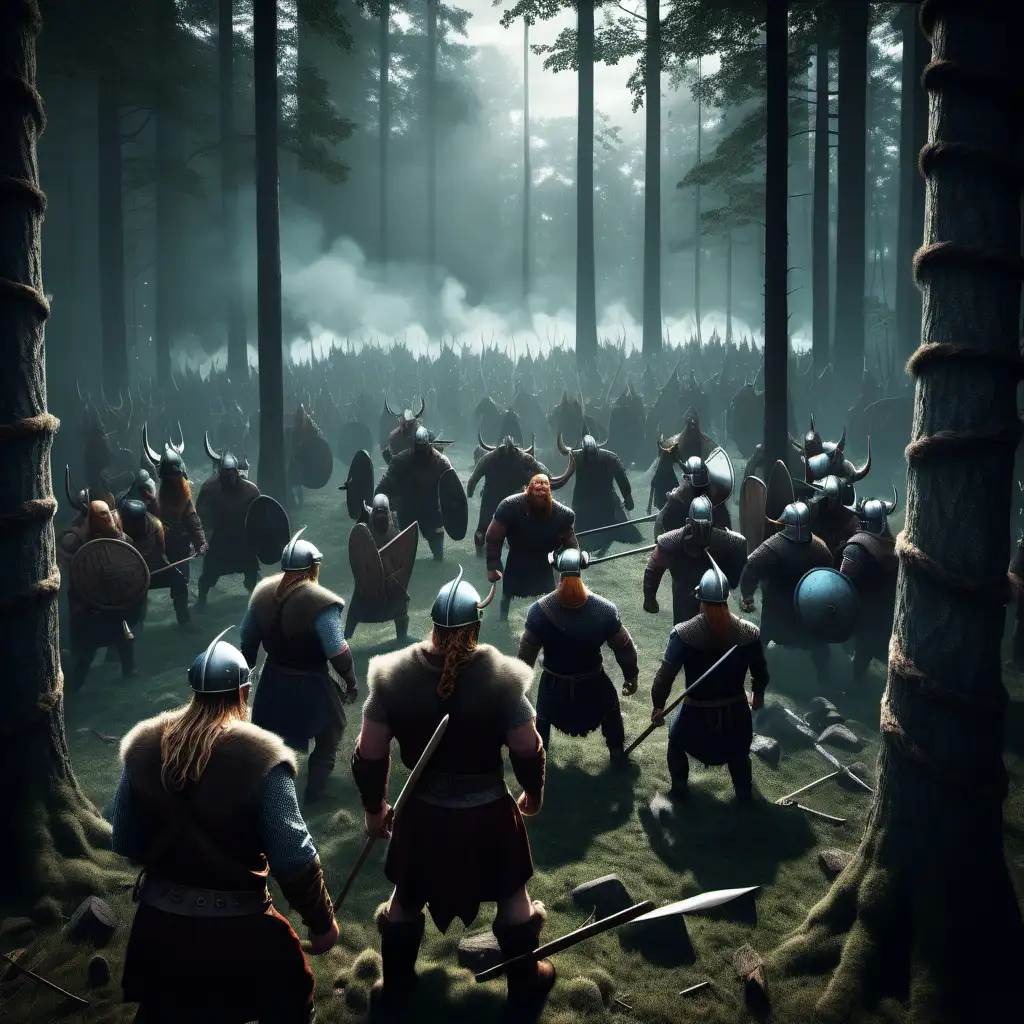 Viking Battle in the Forest with Giants