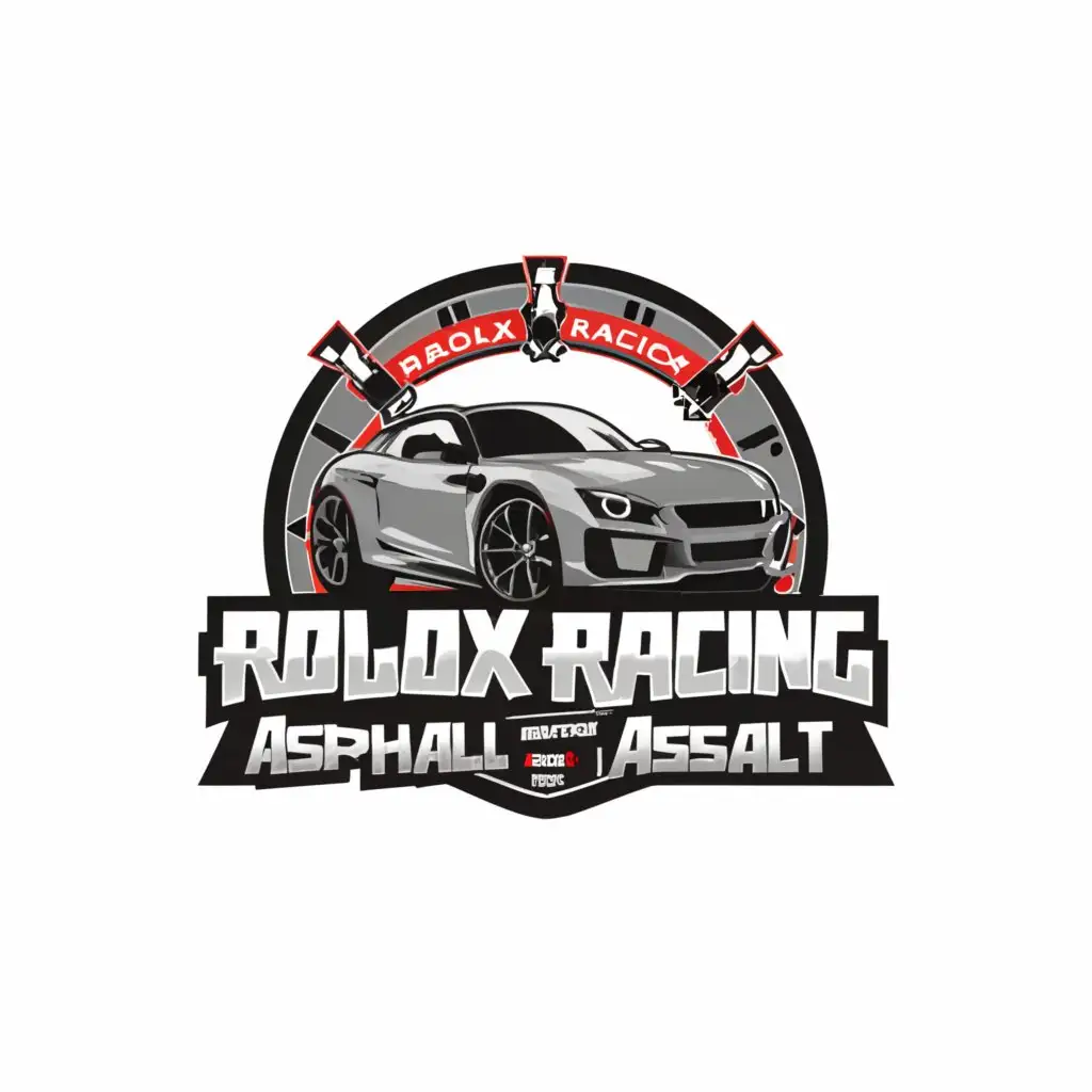 a logo design,with the text 'Roblox Racing: Asphalt Assault', main symbol:Realistic car ,Minimalistic,be used in Travel industry,clear background