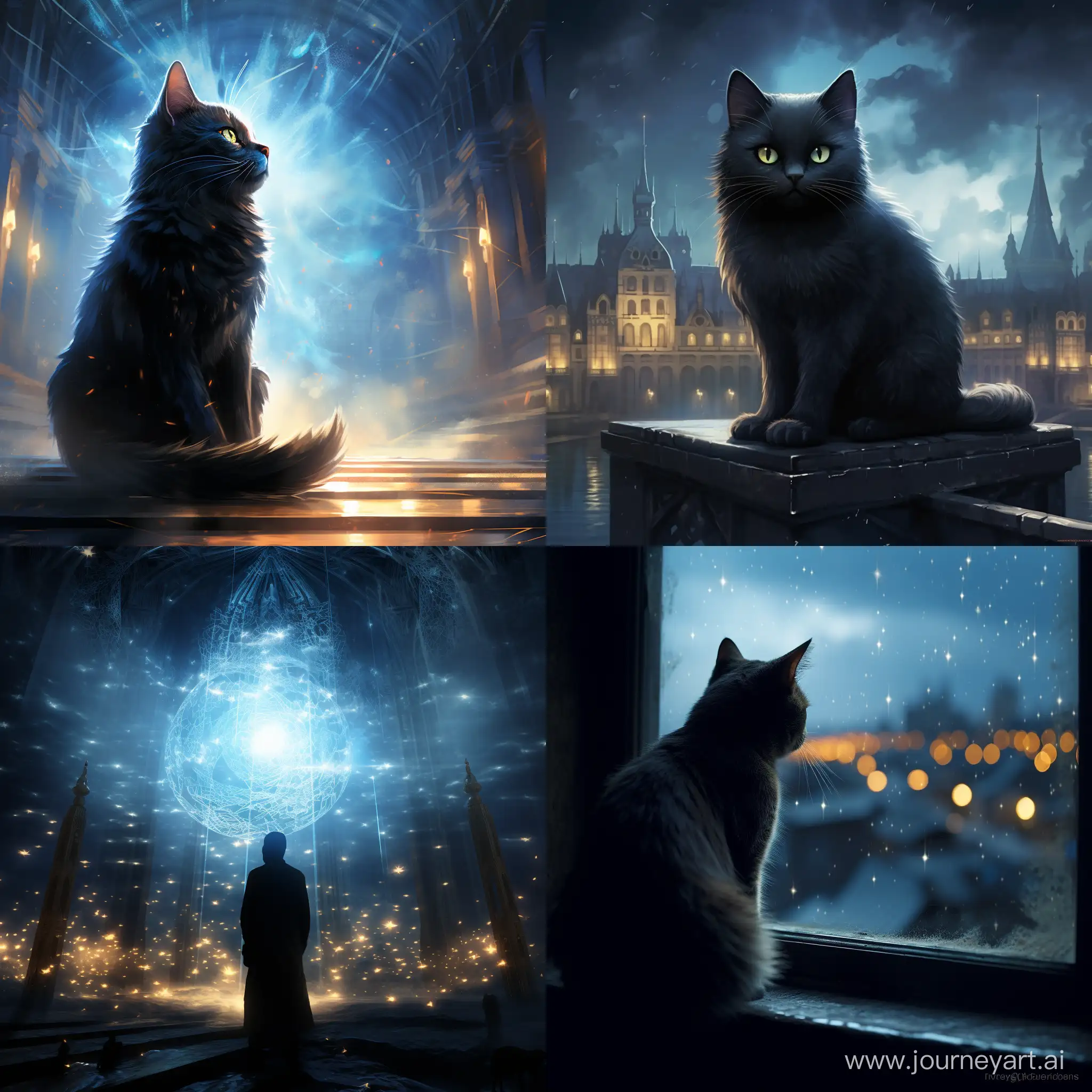Enchanting-Cinematic-Fantasy-Majestic-Blue-Cat-in-Illuminated-Window