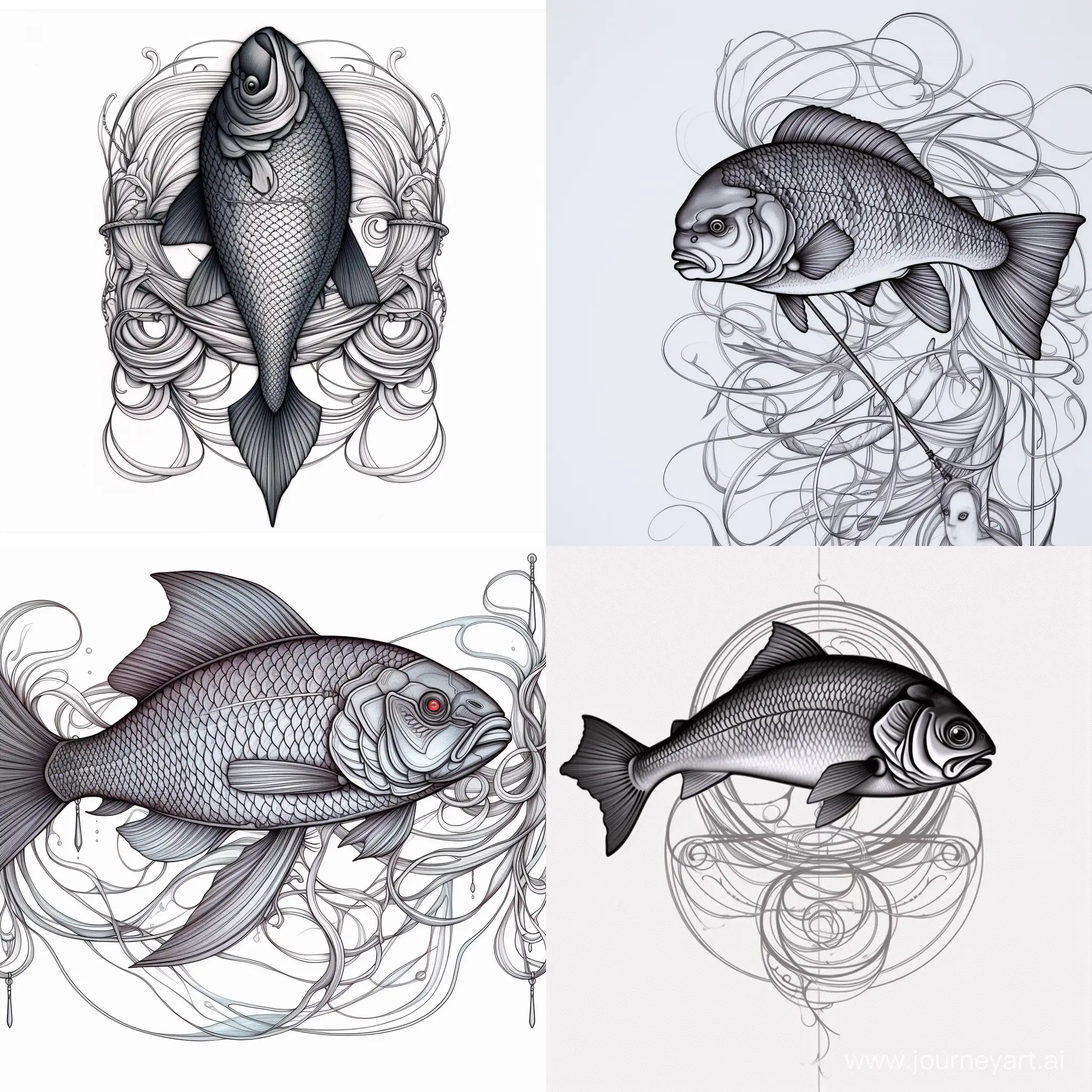 Show a rough outline and detailed inside of the cardial system inside a fish like salmon Pencil Art Single line Art drawing by Charlie Bowater