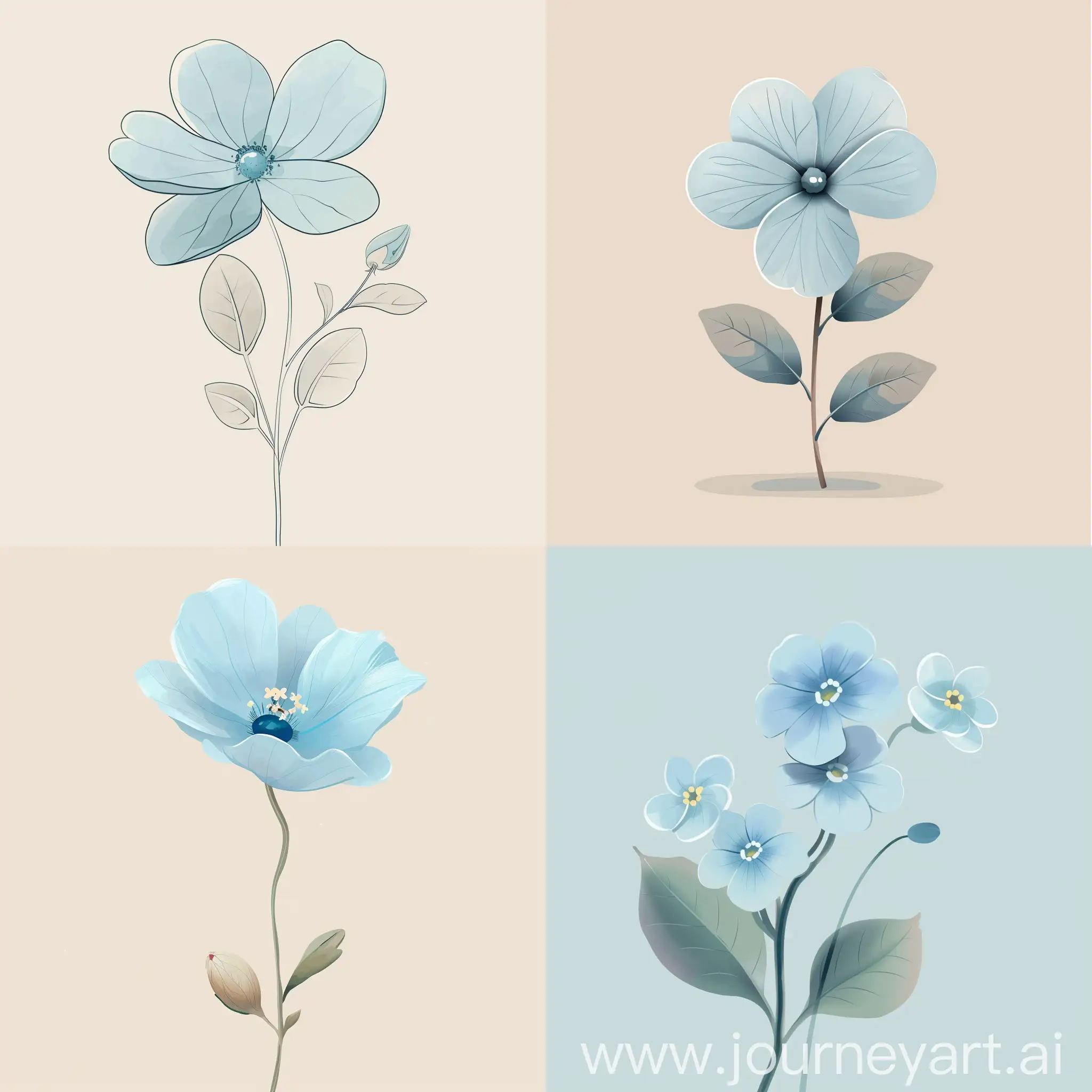 pale and soft pastel blue cartoon tiny flower