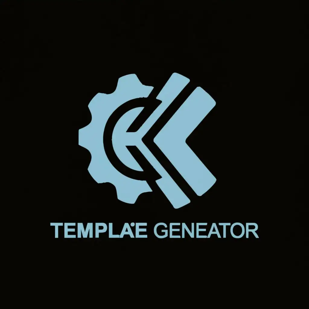 a logo design,with the text "K Template Generator", main symbol:A cog and {},Moderate,clear background