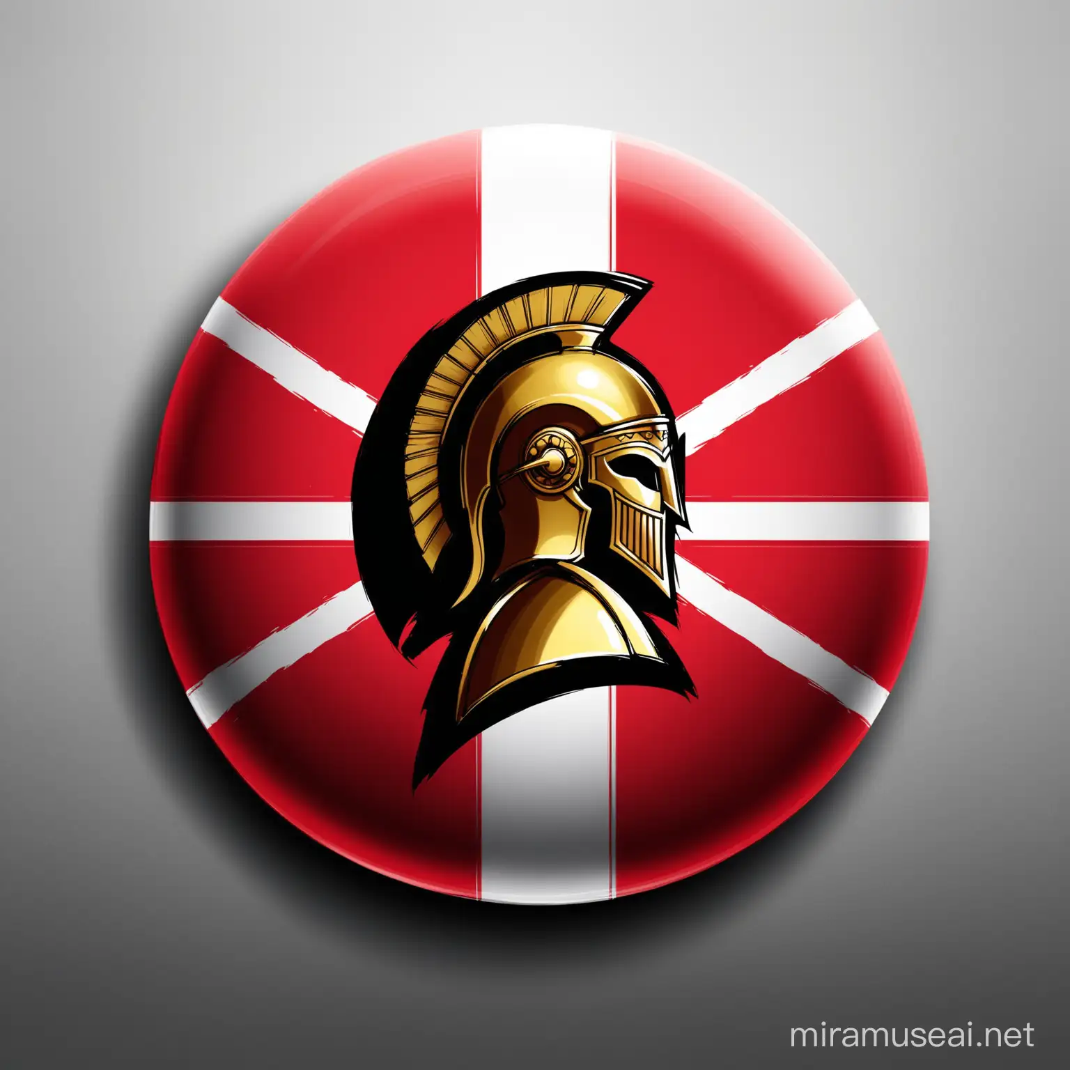 Spartan Warrior Holding Danish Flag with Logo