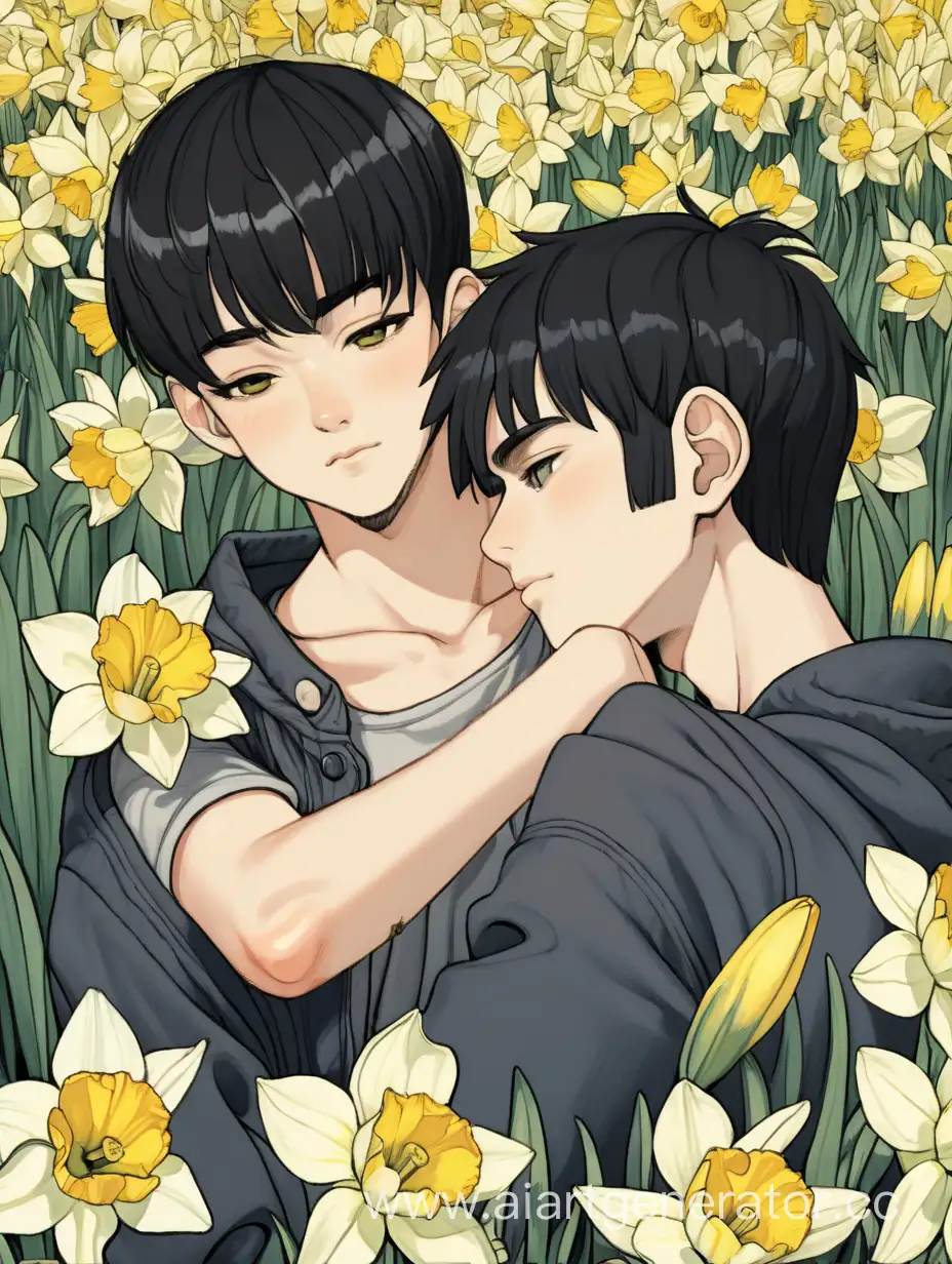 Boys-in-a-Narcissus-Field-Embracing-Natures-Beauty