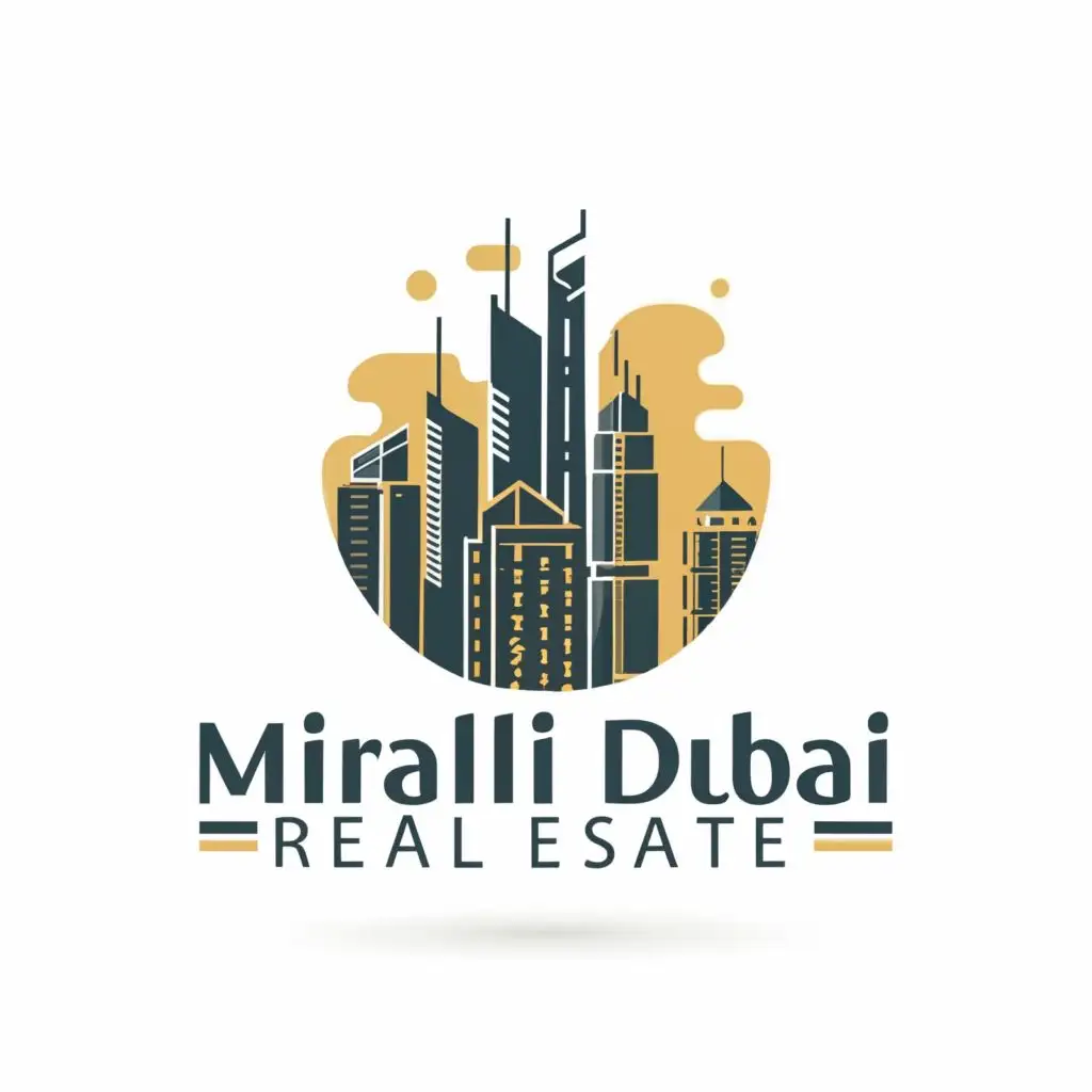 logo, Dubai, real estate, properties, towers, modern, investment, with the text "Mirali Dubai Real Estate", typography, be used in Real Estate industry