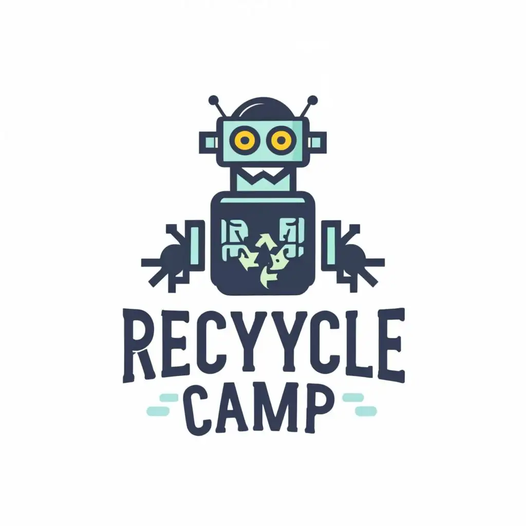 LOGO-Design-For-Recycle-Camp-Futuristic-Robot-Symbolizing-Sustainability