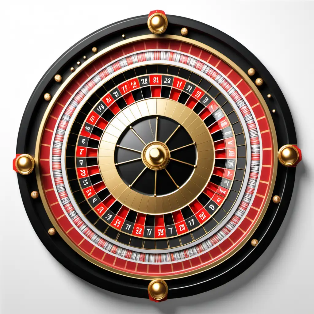 Black and Gold Roulette Drawing with White and Red Details