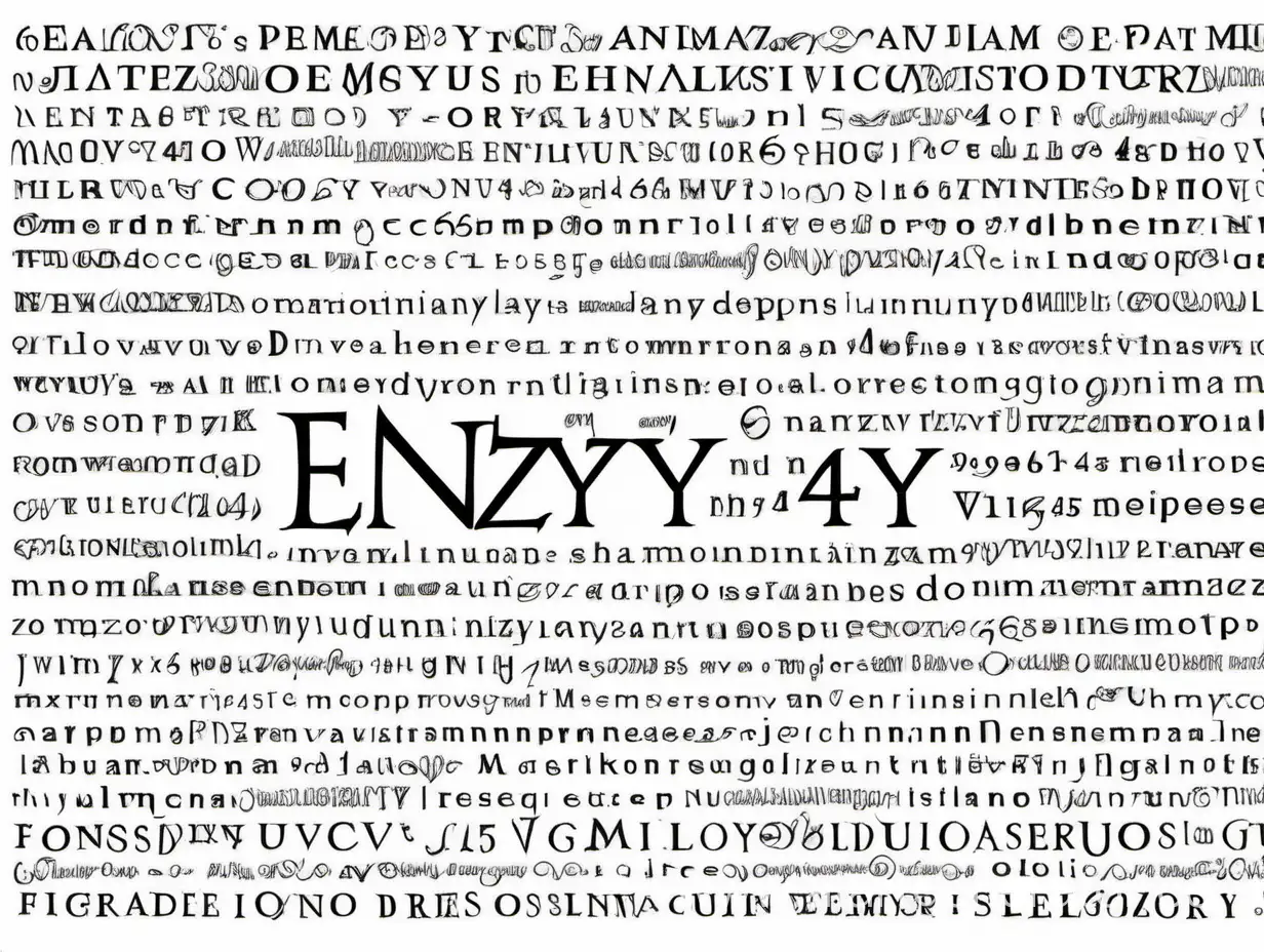 много надписей EnZy под 45 градусов на белом фоне красивым шрифтом