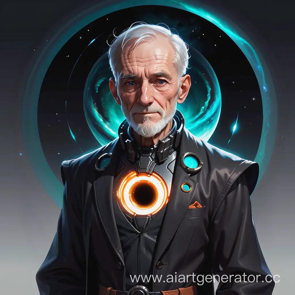 Elderly-Man-Humanized-in-the-Depths-of-a-Cosmic-Black-Hole