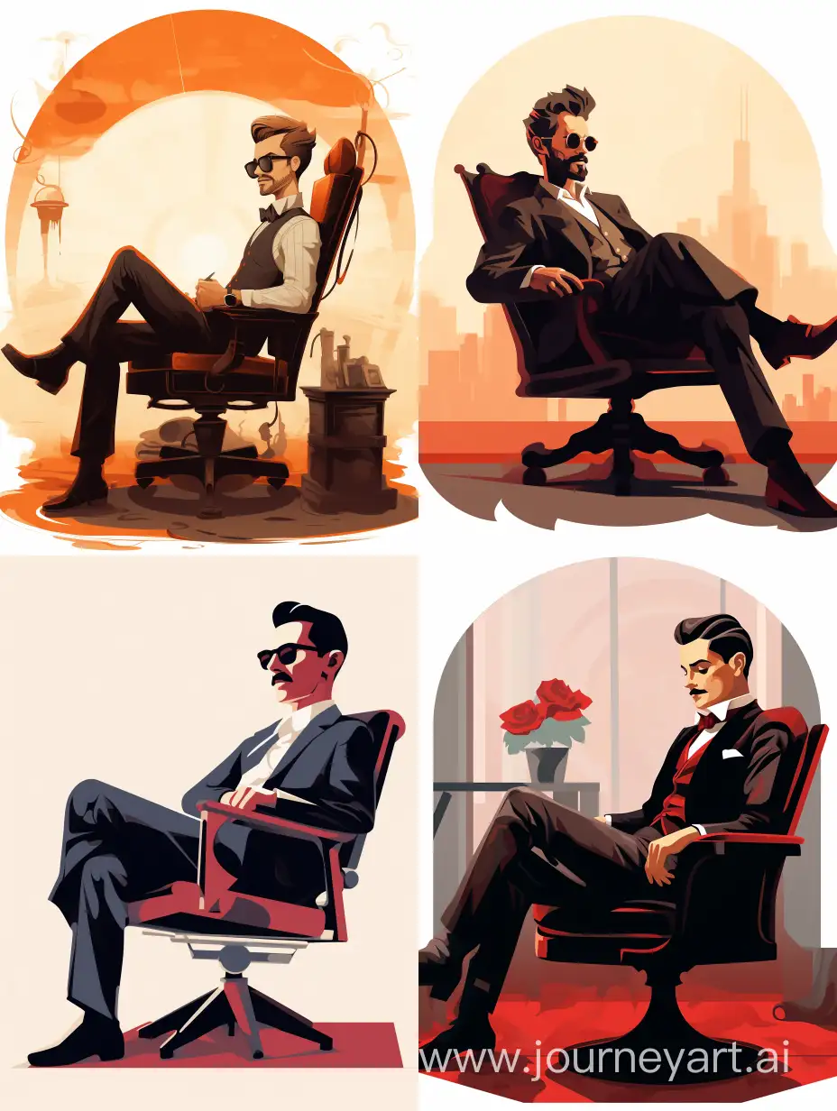 vector of a man sitting on a chair barber