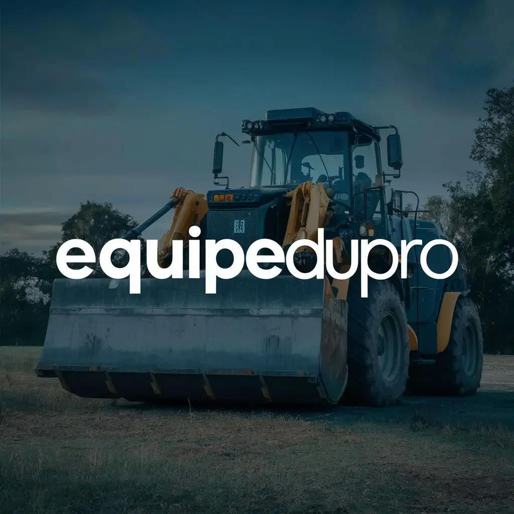 logo, heavy equipment, with the text "EquipEduPro", typography