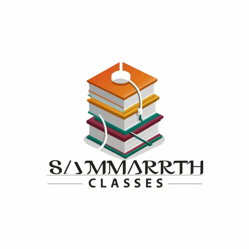 LOGO-Design-For-Samarth-Classes-Educational-Emblem-with-Books-Symbol