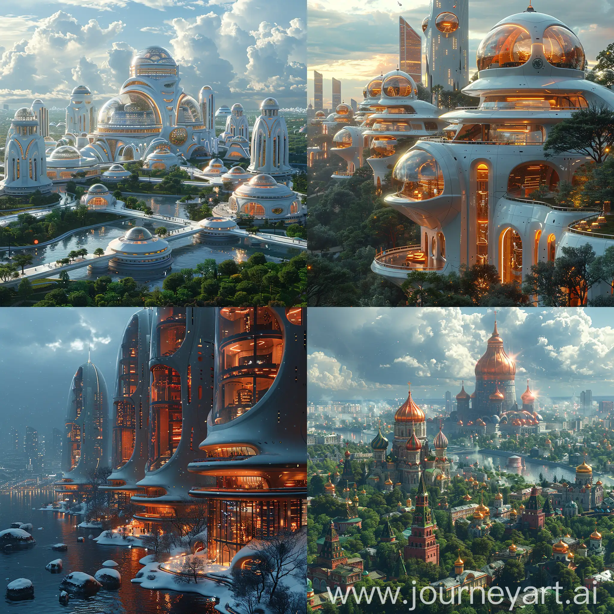 Ultra-modern futuristic Moscow, ultramodern futuristic Moscow, advanced civilization, octane render --stylize 1000