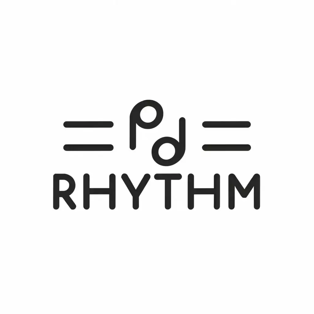 a logo design,with the text "Rhythm", main symbol:flat silhouette black outline of music notes,Minimalistic,be used in Technology industry,clear background