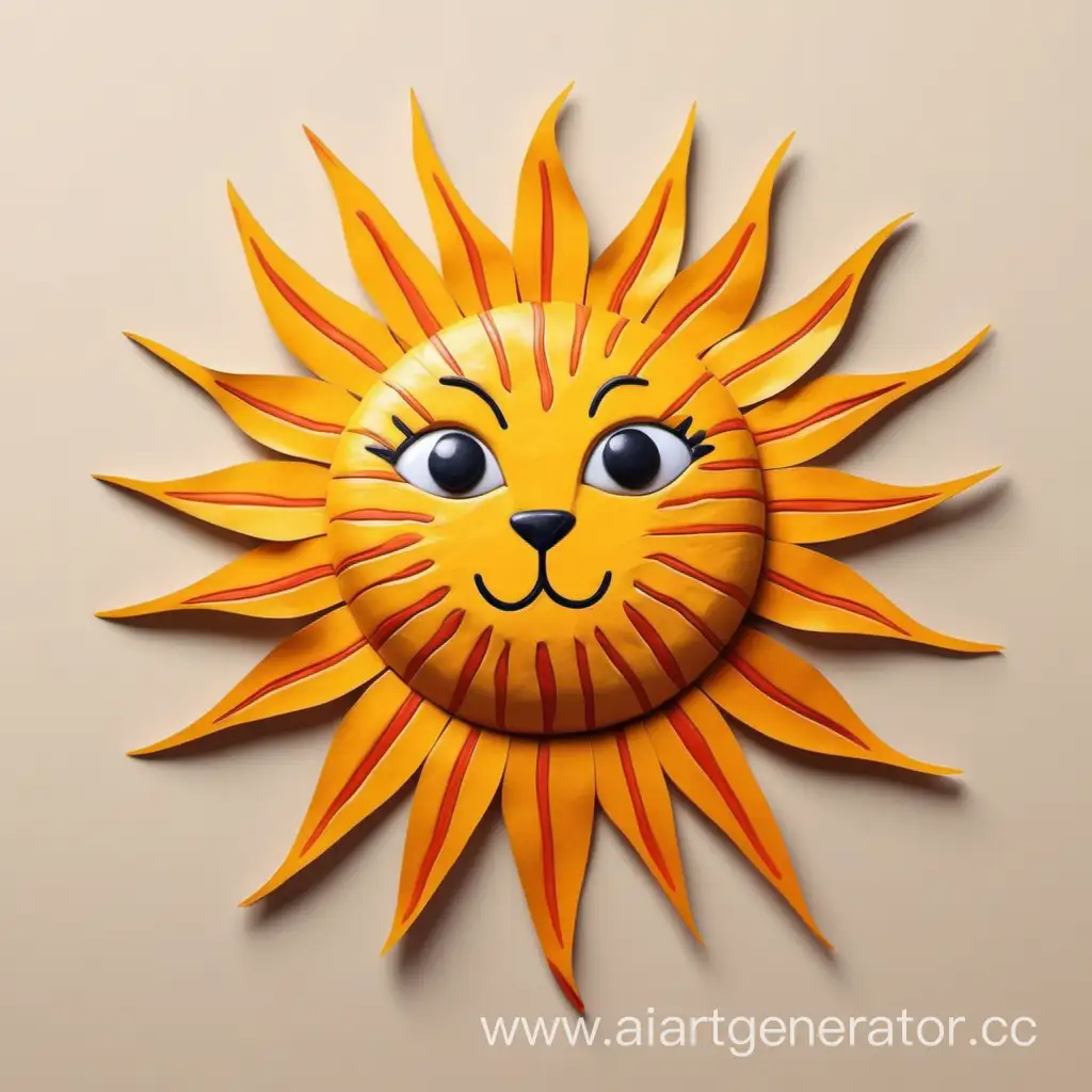 создай кота в виде солнца, но сделай это в виде детского рисунка без заднего фона