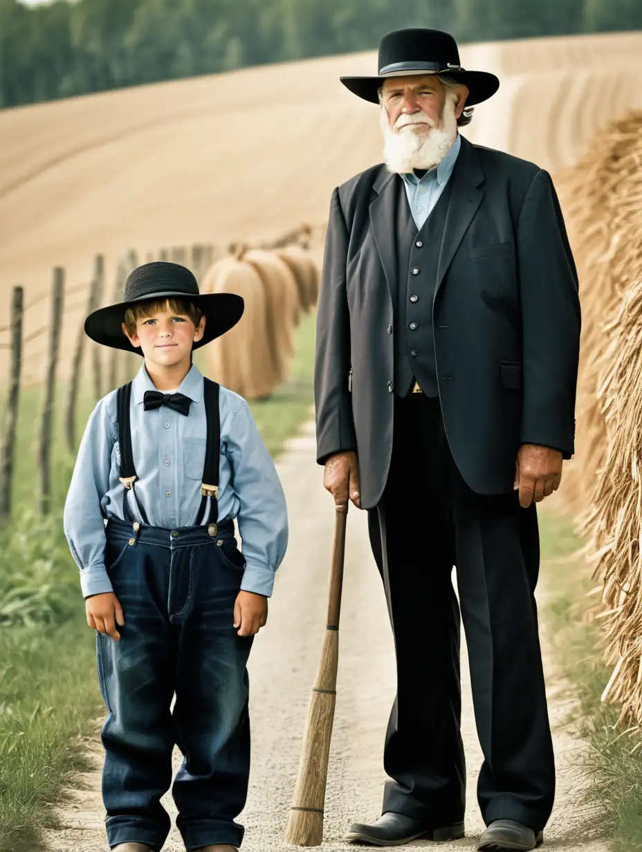 Heartwarming FullLength Portrait Amish Father and Son Bonding