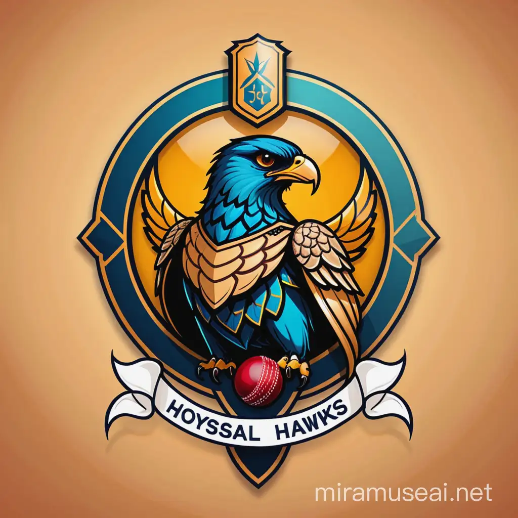 a logo for a cricket  team named "Hoysala Hawks"