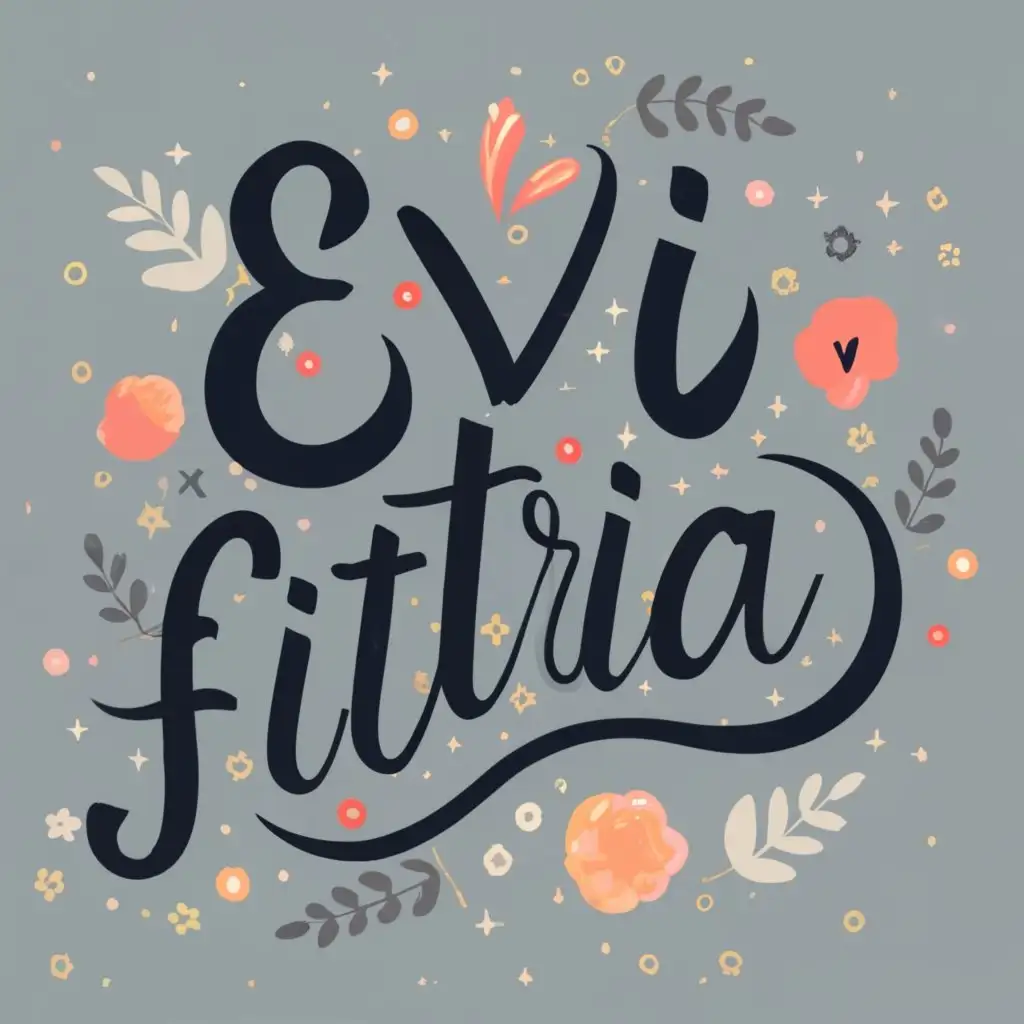 logo, wedding, make up with the text "evi fitria make up", typography