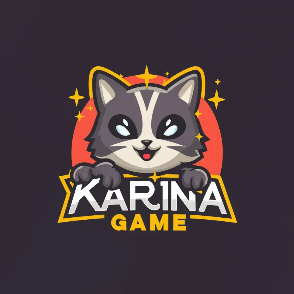 LOGO-Design-For-Karina-Game-Playful-Kitty-Emblem-on-Clean-Background