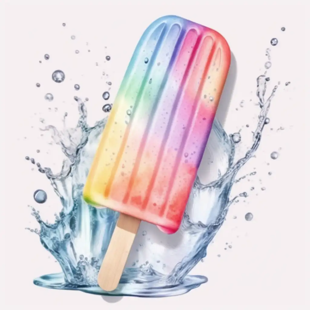 Refreshing Water Popsicle in Vibrant Watercolor Pastel Tones